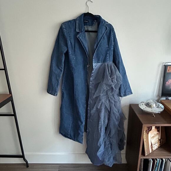 Annabelle Asymmetrical Ruffle Denim Dress M - Picture 5 of 9